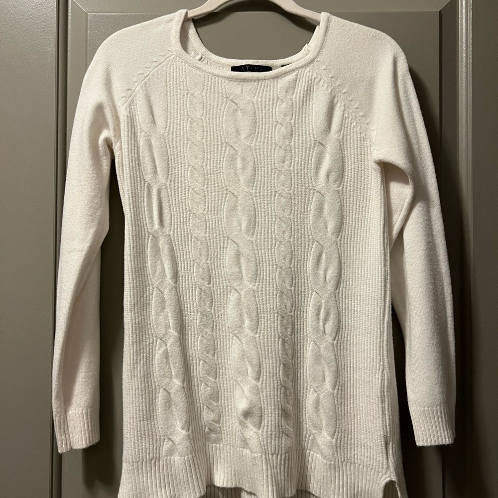 Cyrus Cream Cable-Knit Crewneck Sweater